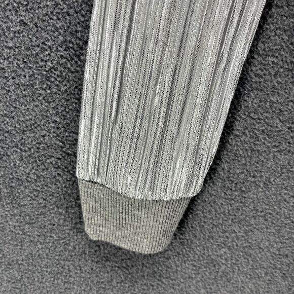 Silver Metallic Jacket Womens Full Zip Cuffed Made in Italy Light Thin Cardigan - Picture 6 of 14